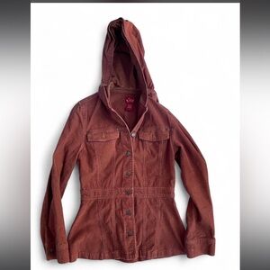 Boho Tilt Vintage Corduroy Jean Style Jacket Hooded Cotton Rust 100% cotton